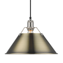 Golden 3306-L PW-AB - Yep by Golden Lighting Orwell 1-light 14in Pendant in Pewter and Aged Brass shade